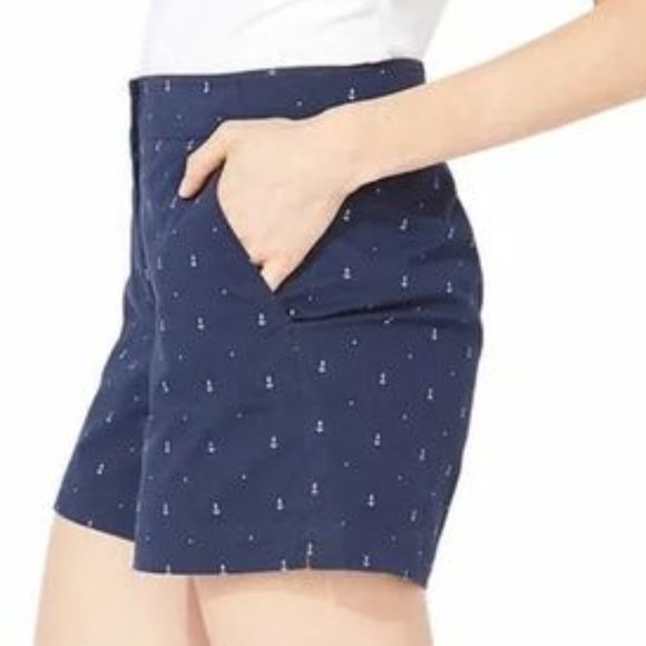 Nautica Cotton Anchor Shorts Sz 8 Navy Nautical Sailor Flat Coast Neutral Preppy - Picture 10 of 10